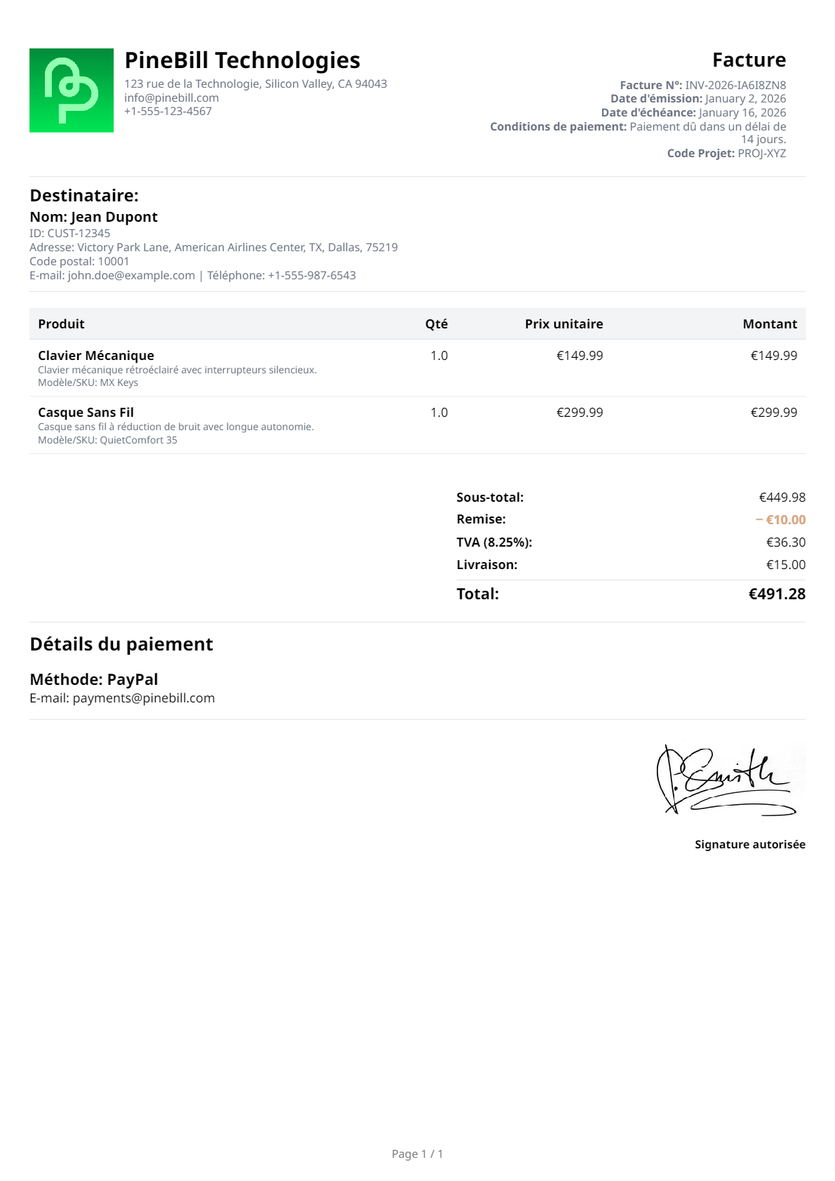 French Invoice Template 1