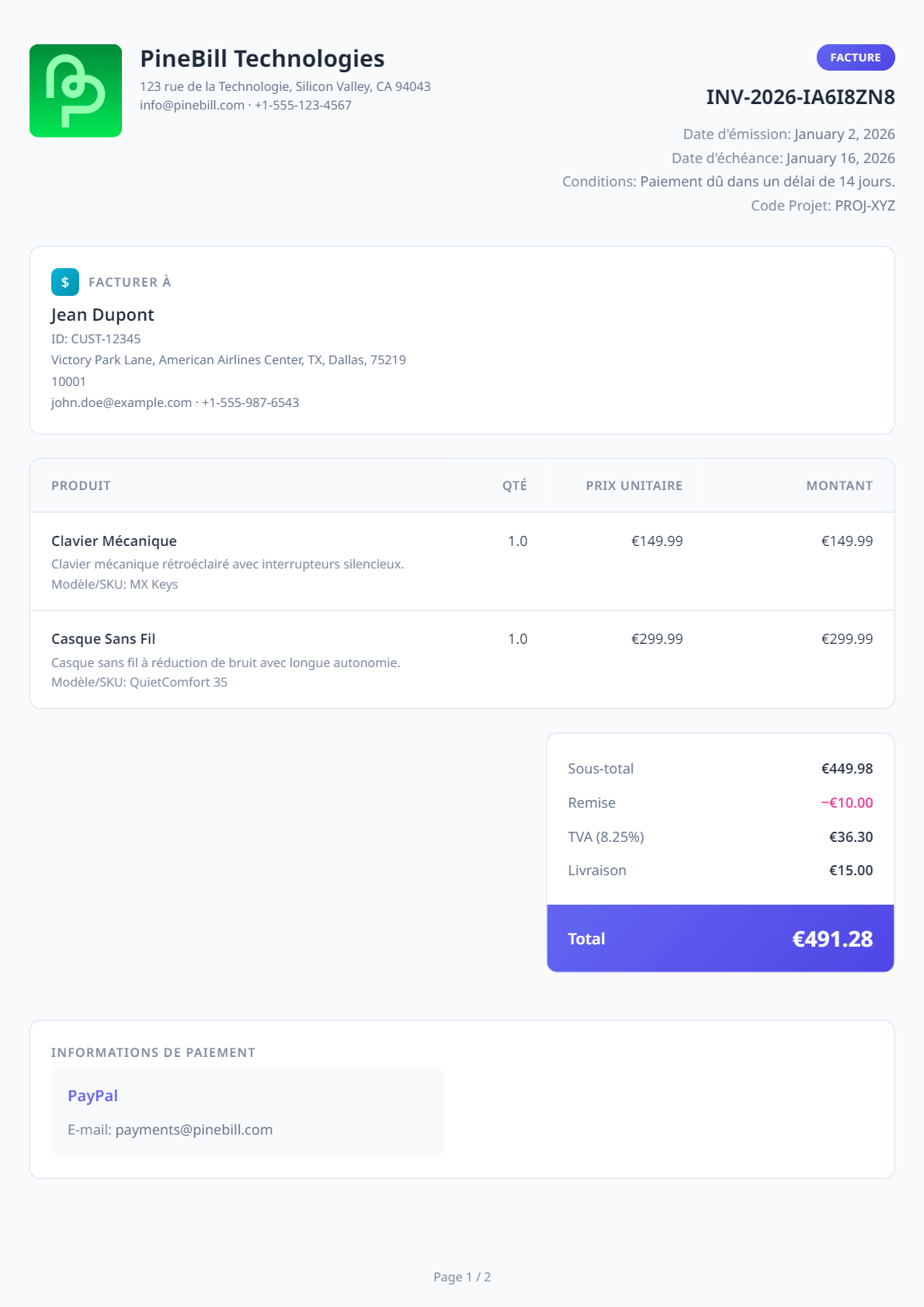 French Invoice Template 2