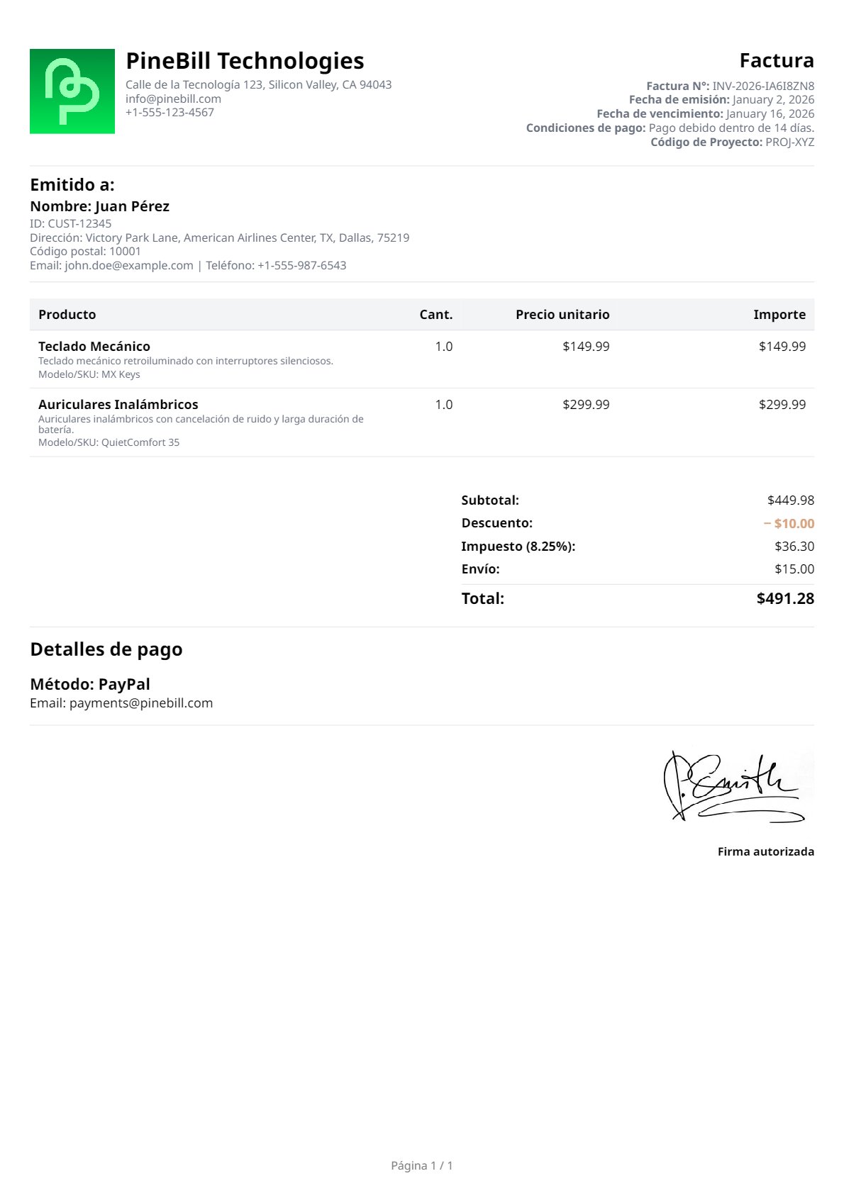 Spanish Invoice Template 1