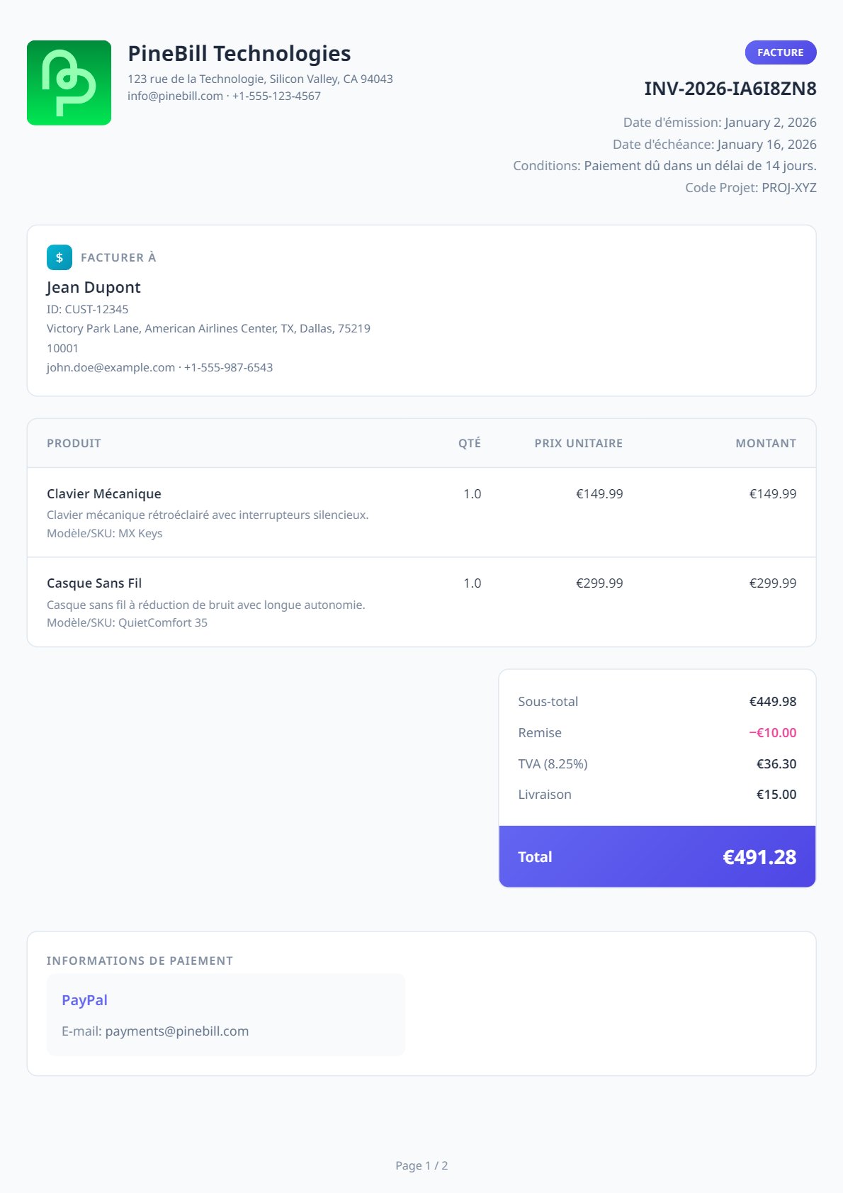 French Invoice Template 2