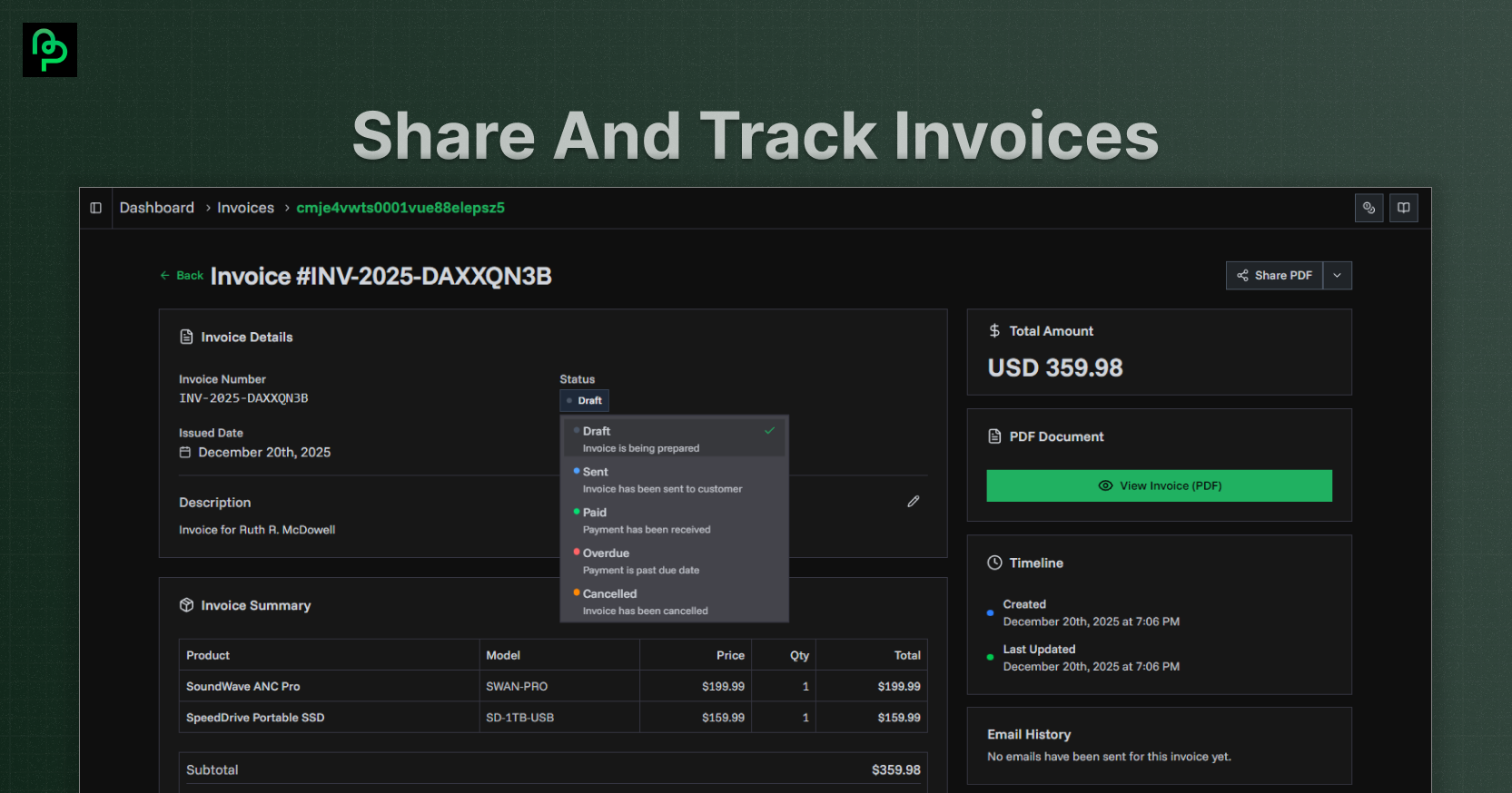 Professional software invoicing