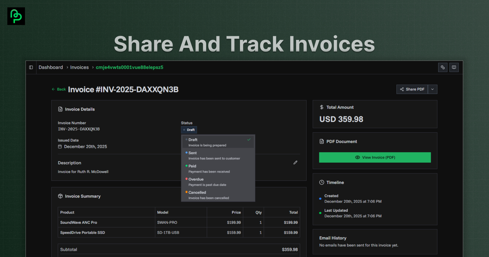 Professional software invoicing