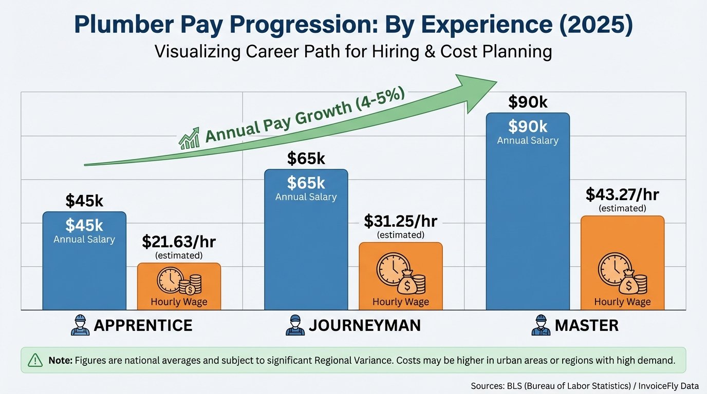 Chart displaying 2025 electrician salary ranges by experience and region