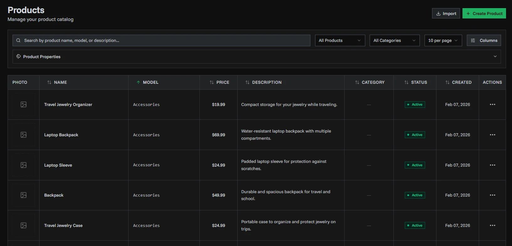 Redesigned product list