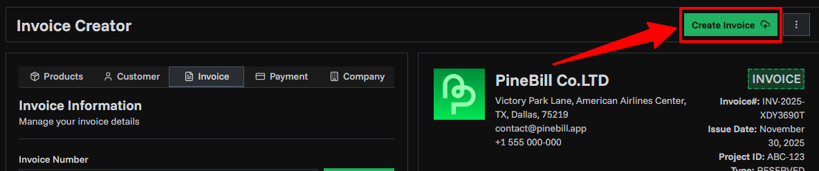 Company Information Tab