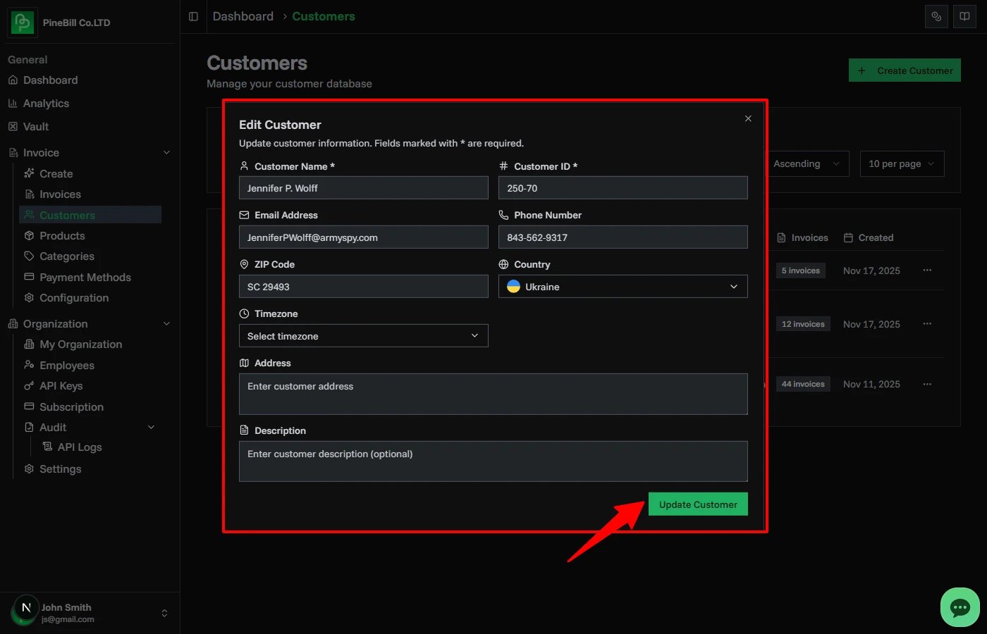 Invoice Details Page Overview