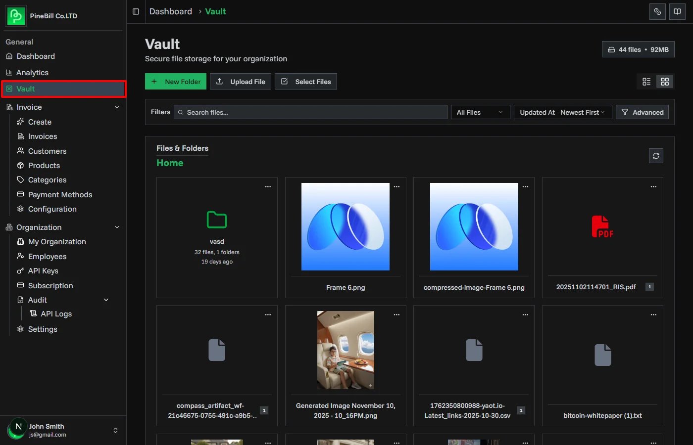 Products page overview