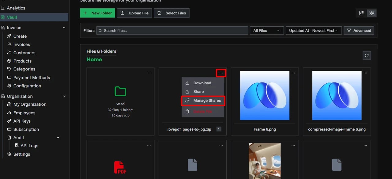 Products page overview