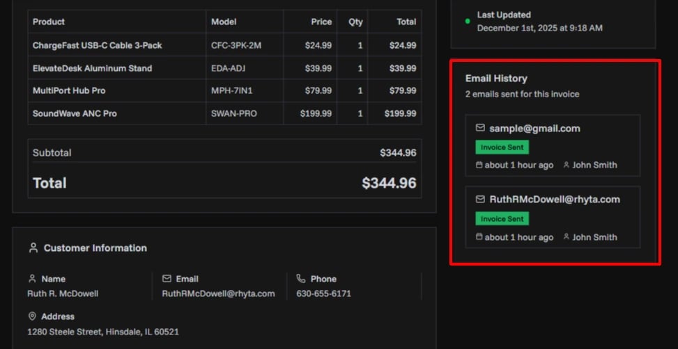Invoice Details Page Overview