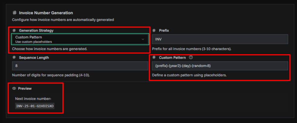 Invoice Settings Page Overview