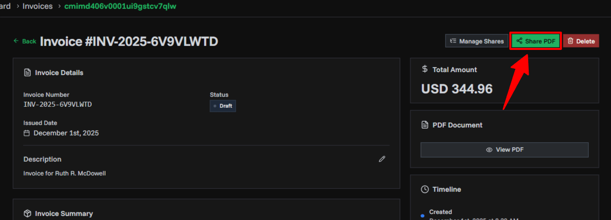Invoice Details Page Overview