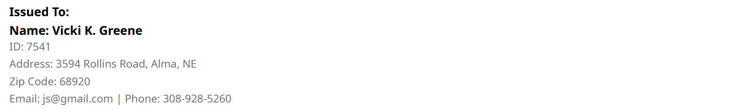 First Invoice Screenshot