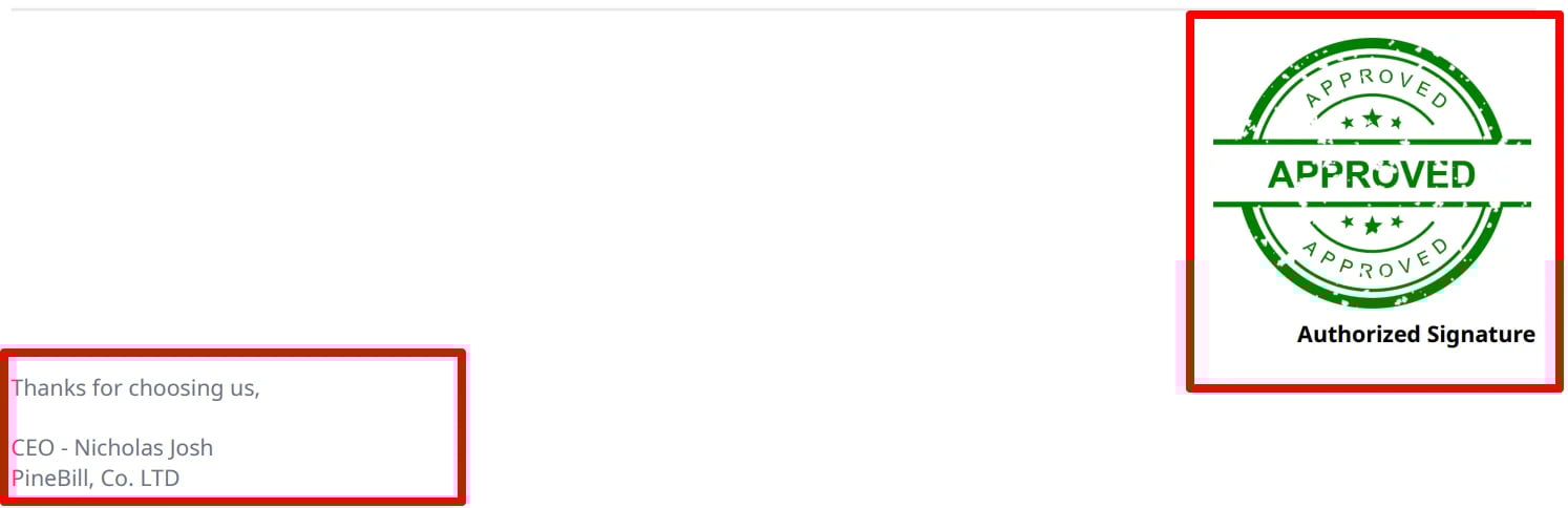 First Invoice Screenshot