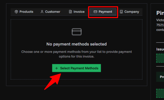First Invoice Screenshot