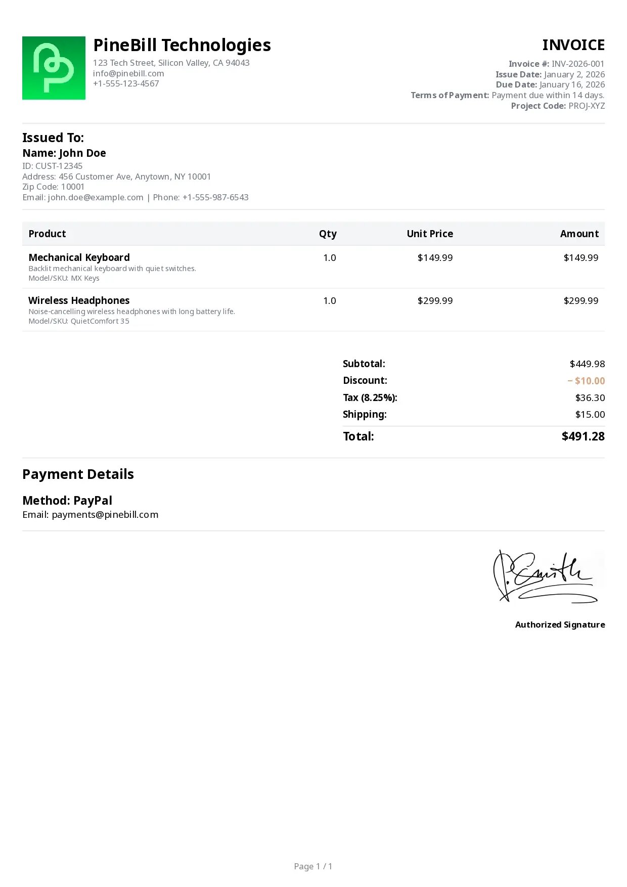 Standard Invoice Template Preview