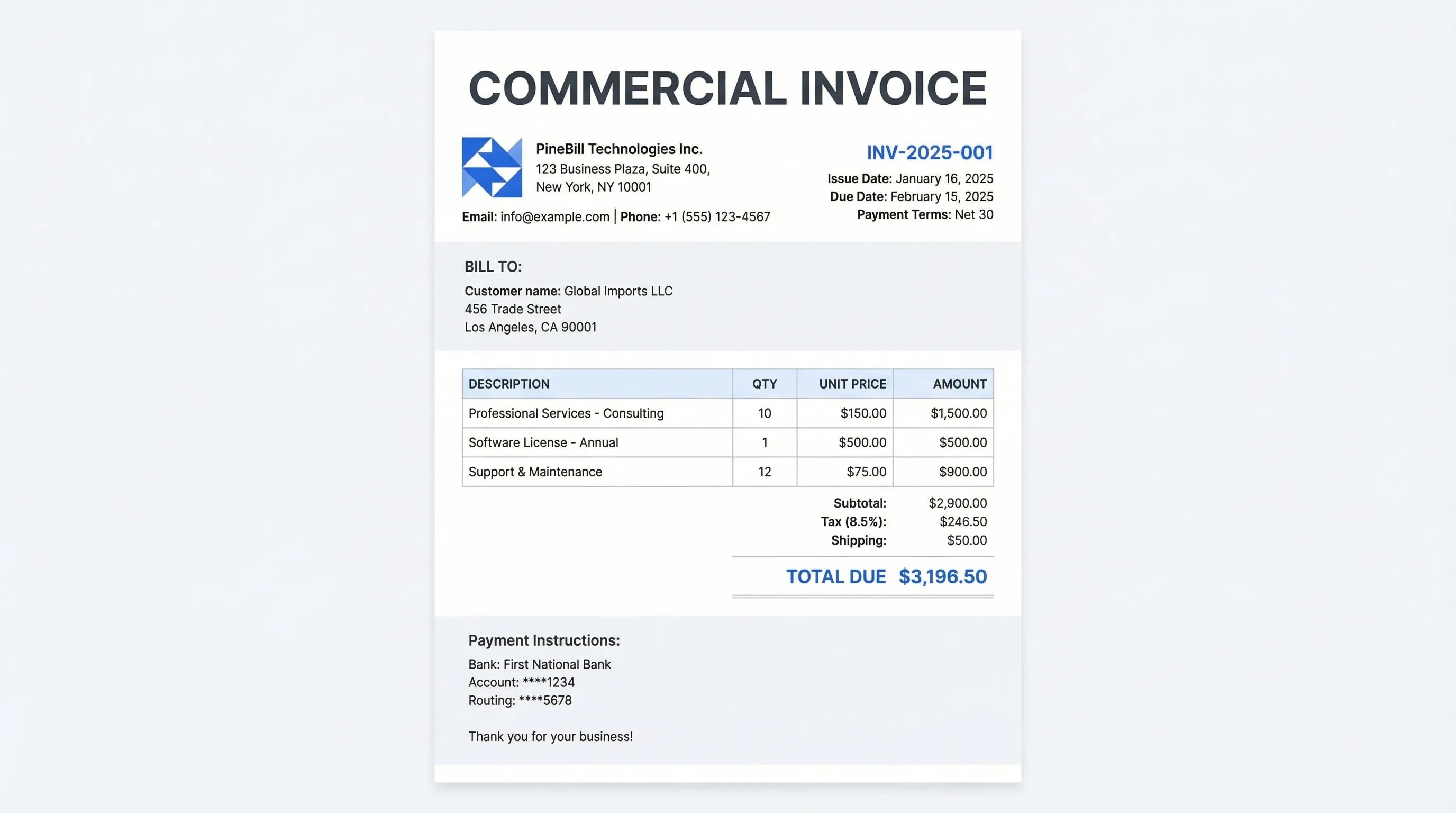 Example of proforma invoice vs commercial invoice showing structural differences