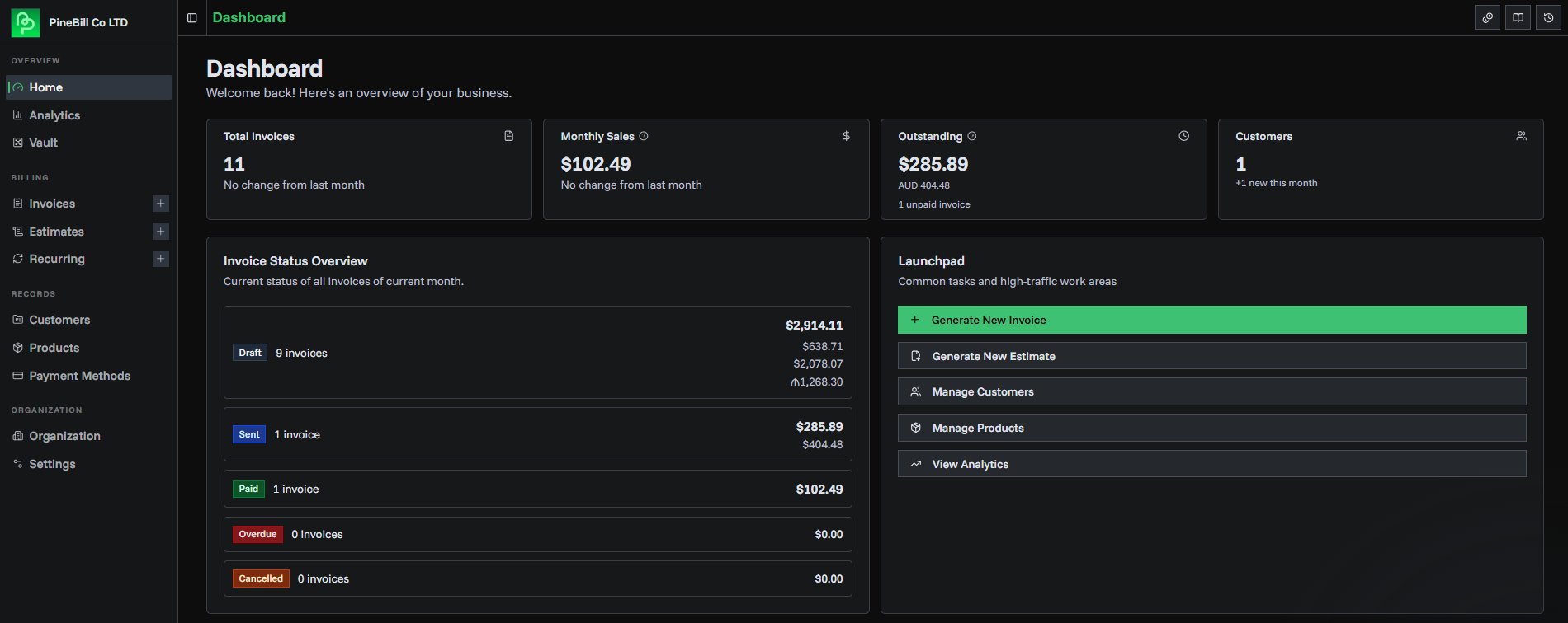 Currency format selection in invoice editor
