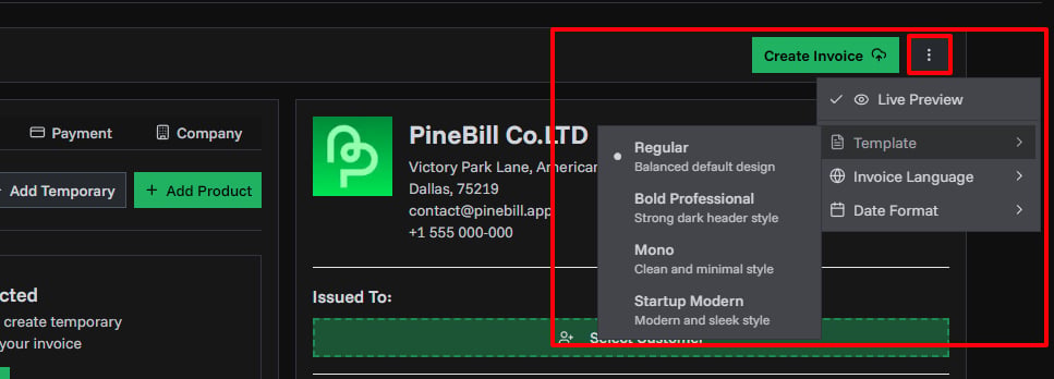 Template Selector