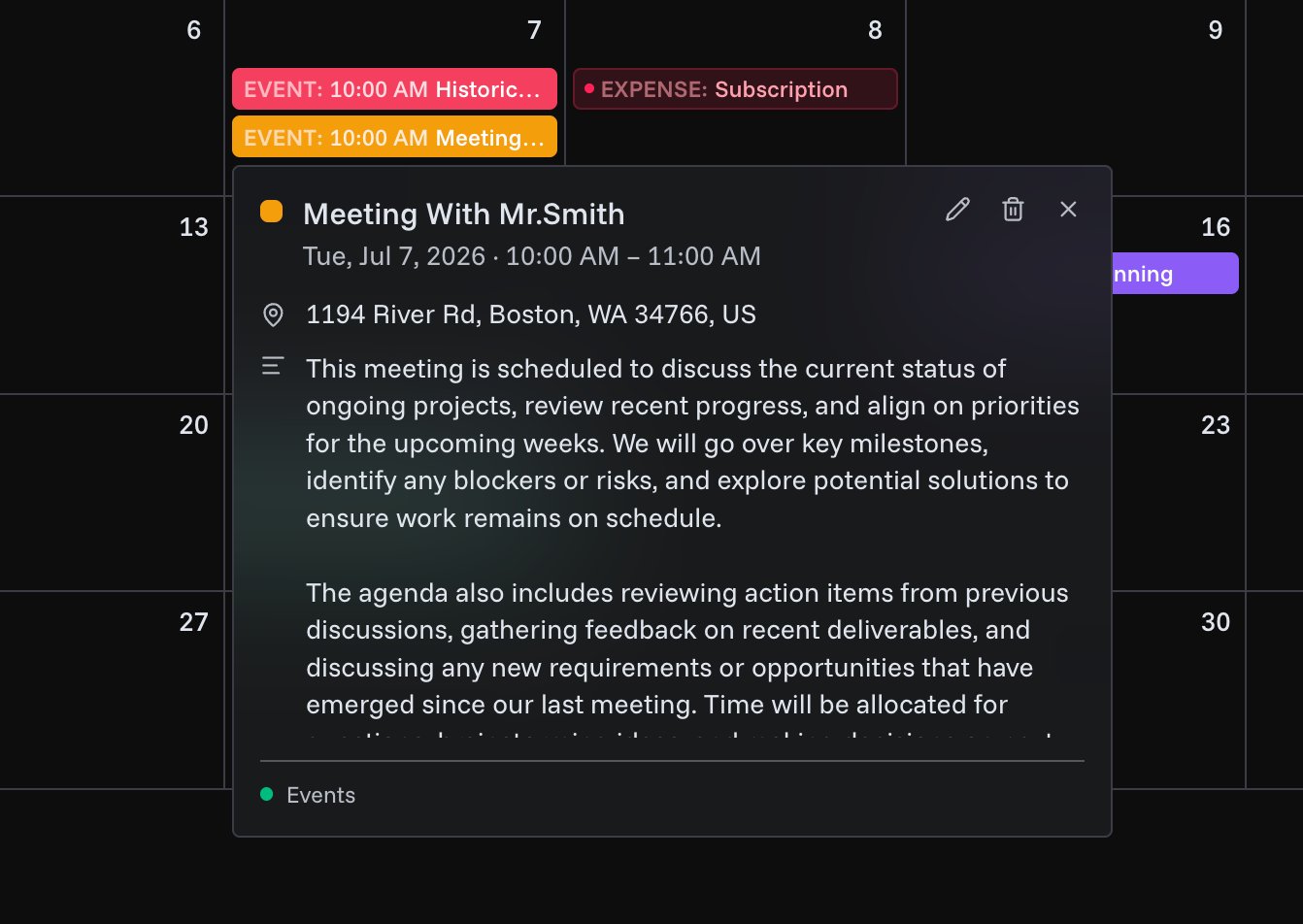 Event details popover