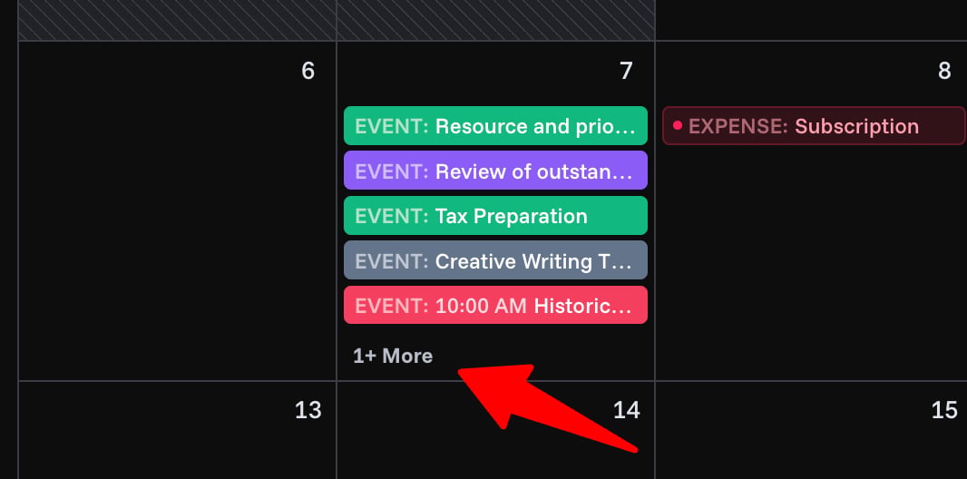 More events popover