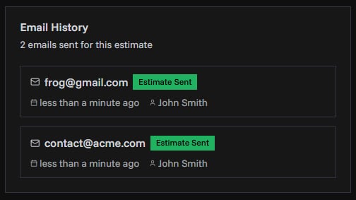 Estimate Email History