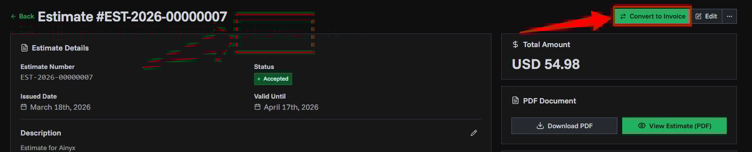 Convert to Invoice Button