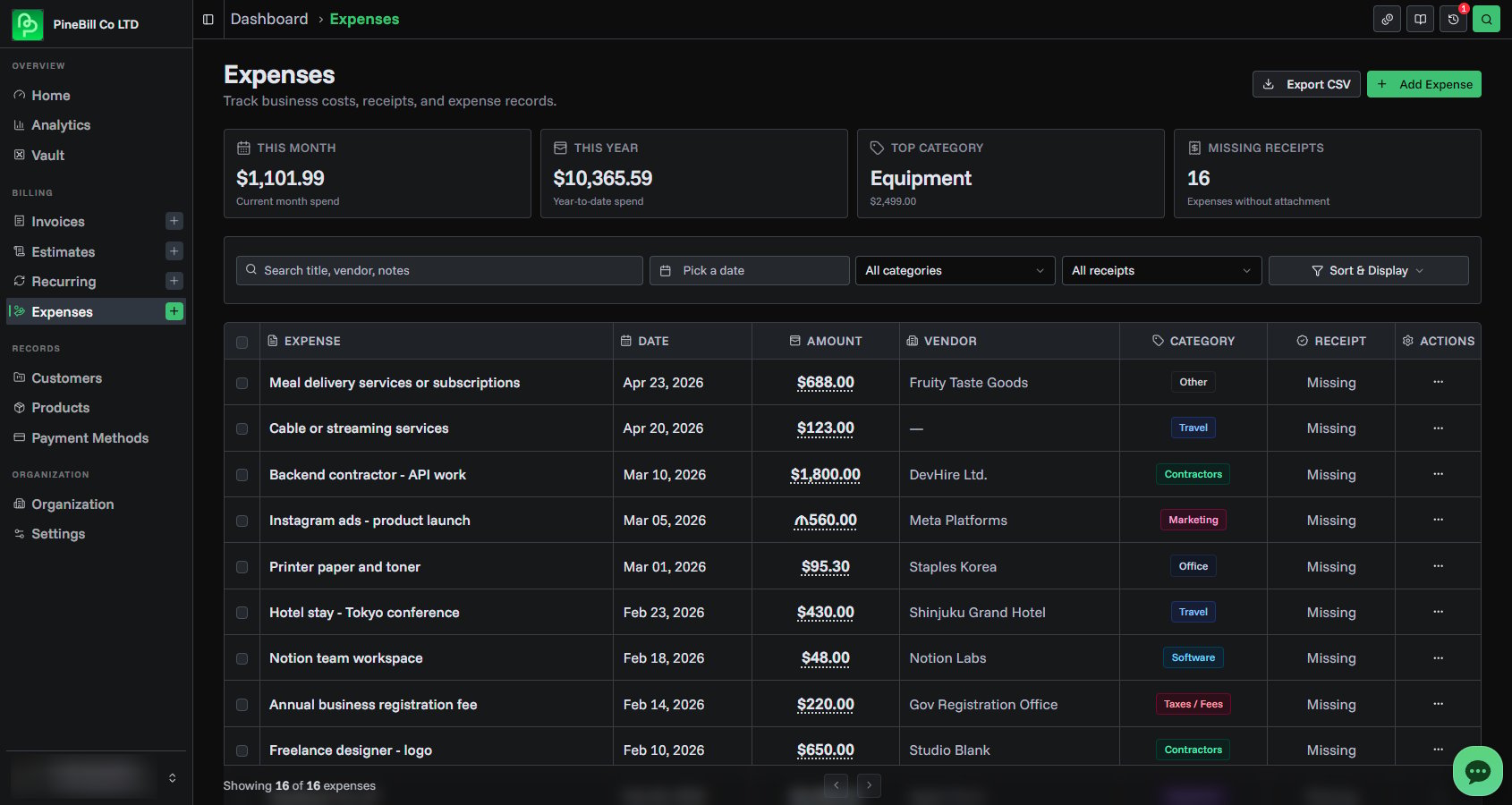 Add expense dialog