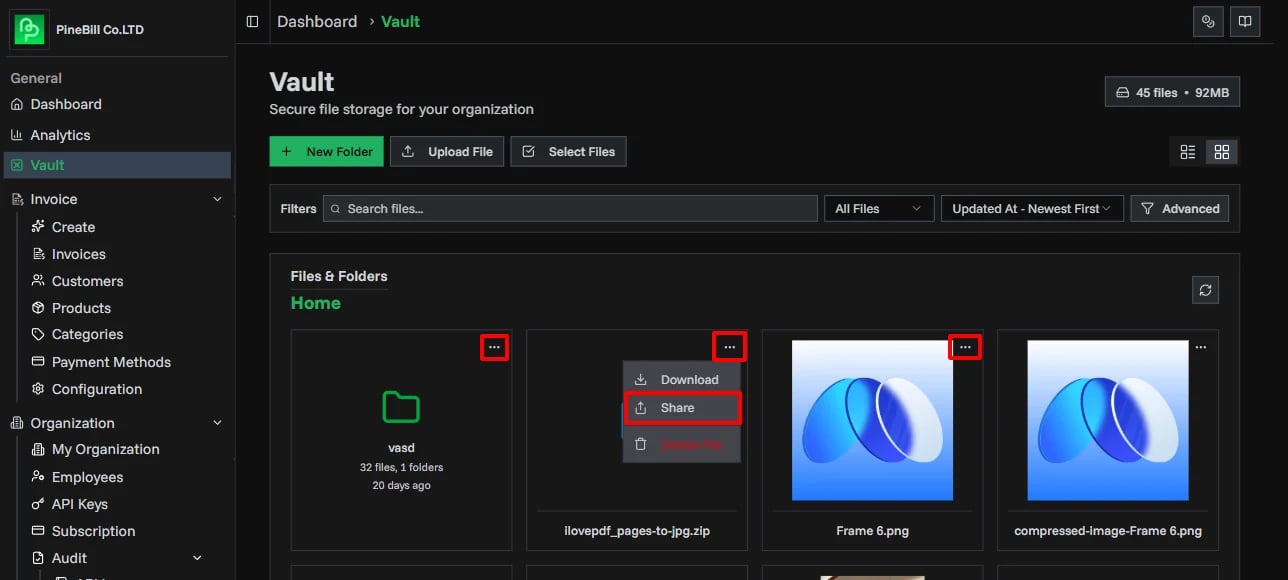 Products page overview