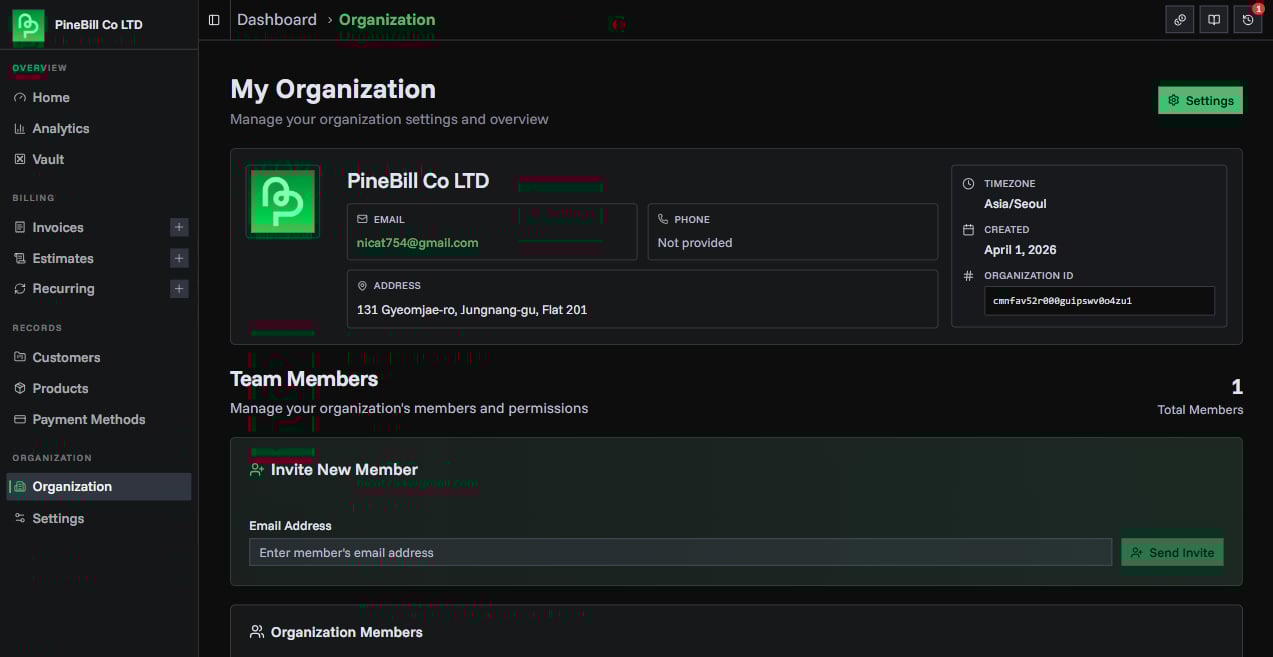 Updated organization overview page