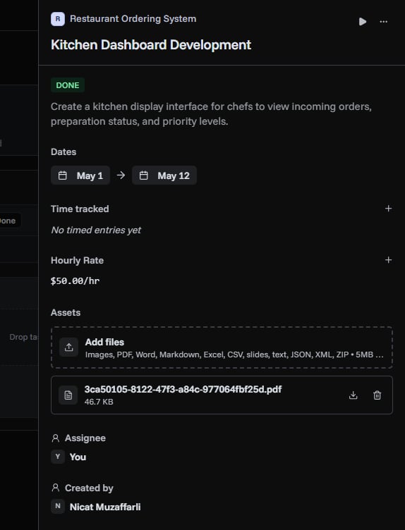 Task detail sidebar